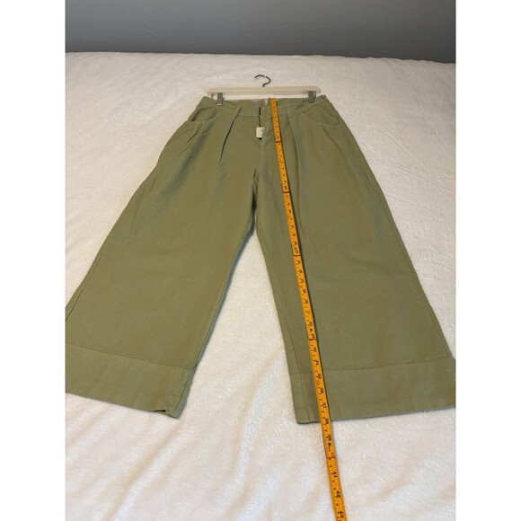Free People Sweet Talk Wide Leg Crop Chino Pants Womens Sz 10 Sun Faded Green - Picture 2 of 6